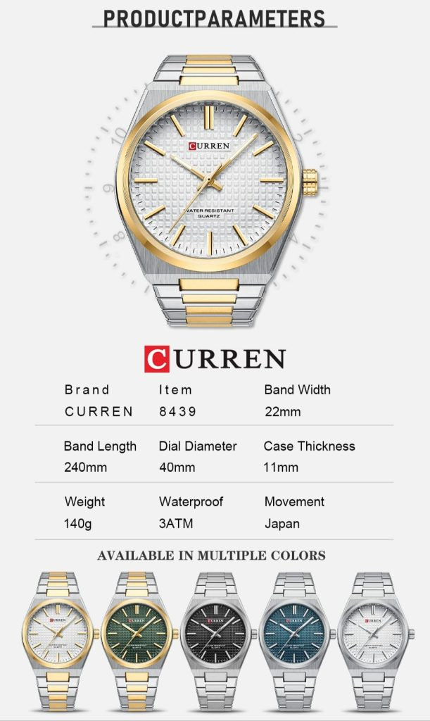 Montre pour Homme Curren 8439 Argent Doré