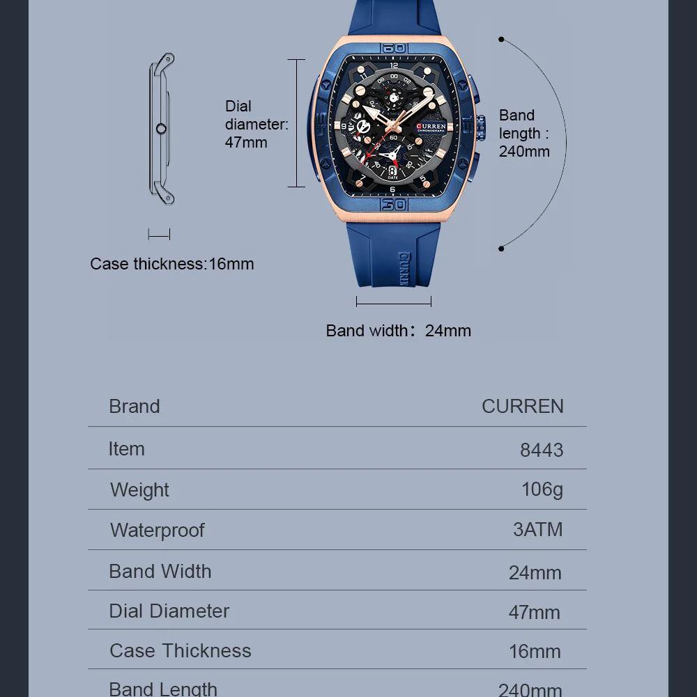Montre pour Homme Curren 8443 Bleu