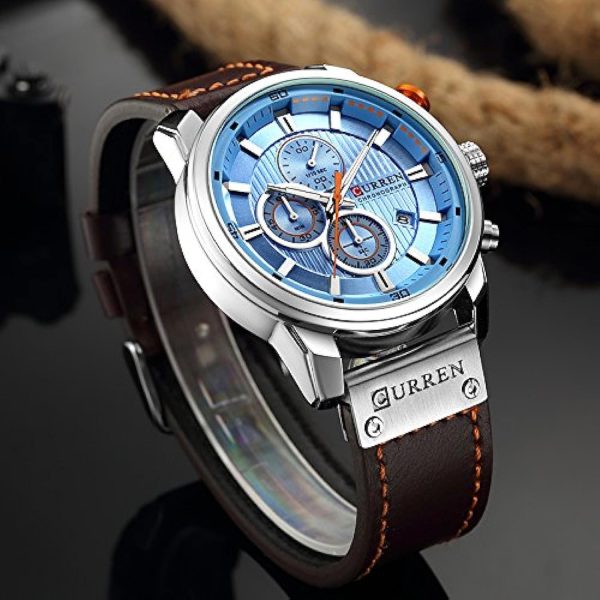 Montre pour Homme Curren 8291 Marron Fond Bleu Ciel