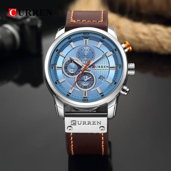 Montre pour Homme Curren 8291 Marron Fond Bleu Ciel