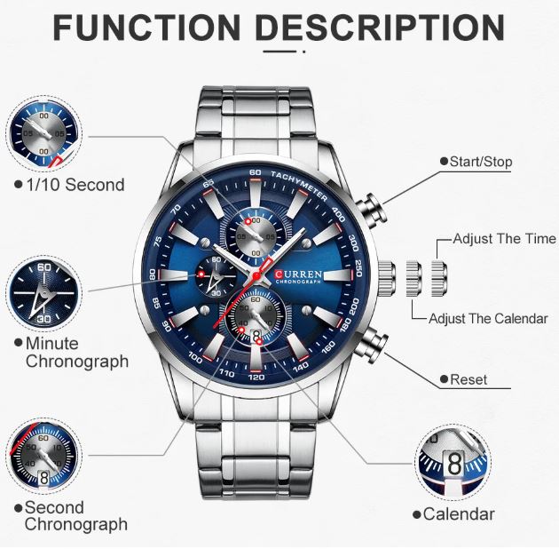 Montre pour Homme Curren 8351 Argent Fond Bleu