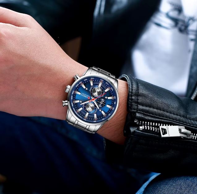 Montre pour Homme Curren 8351 Argent Fond Bleu