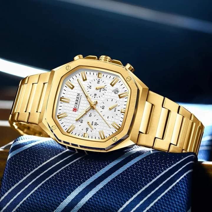 Montre pour Homme Curren 8459 Doré Fond Blanc