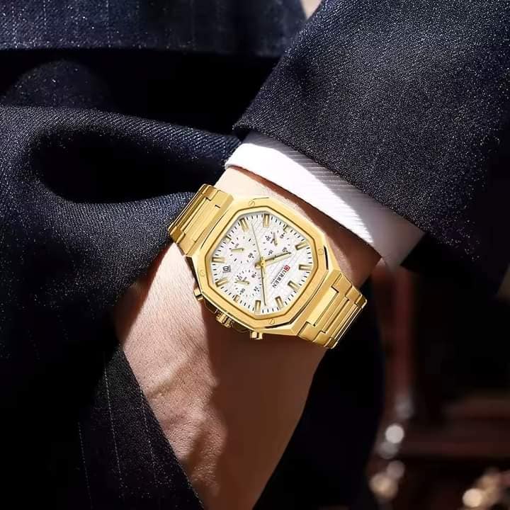 Montre pour Homme Curren 8459 Doré Fond Blanc
