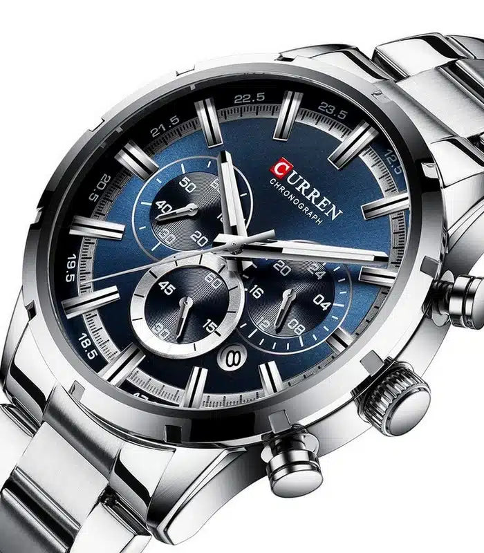 Montre Homme Curren 8355 Argent Fond Bleu
