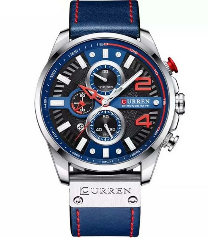 Montre Homme Curren 8393 Bleu Rouge