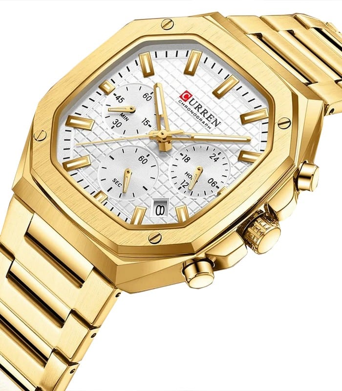 Montre pour Homme Curren 8459 Doré Fond Blanc
