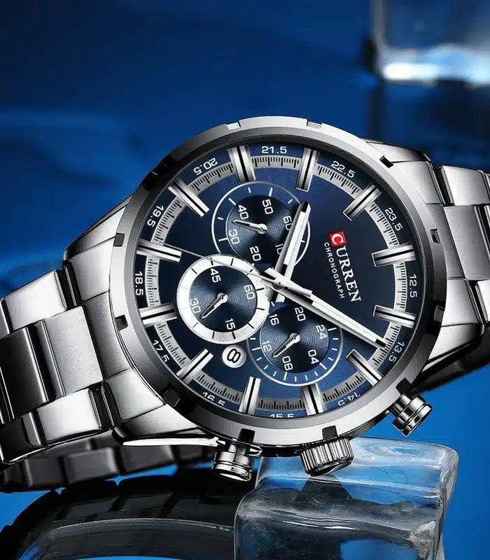 Montre Homme Curren 8355 Argent Fond Bleu