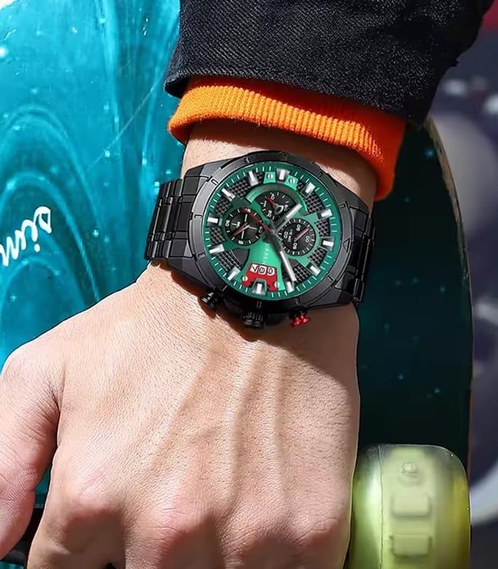 Montre pour Homme Curren 8401 Noir Fond Vert