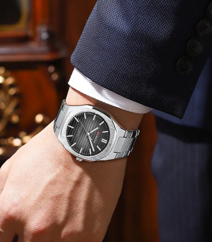 Montre pour Homme Curren 8456 Argent Fond Noir
