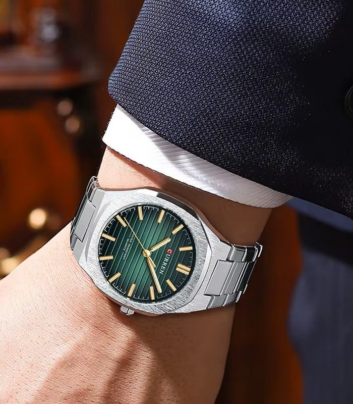 Montre pour Homme Curren 8456 Argent Fond Vert