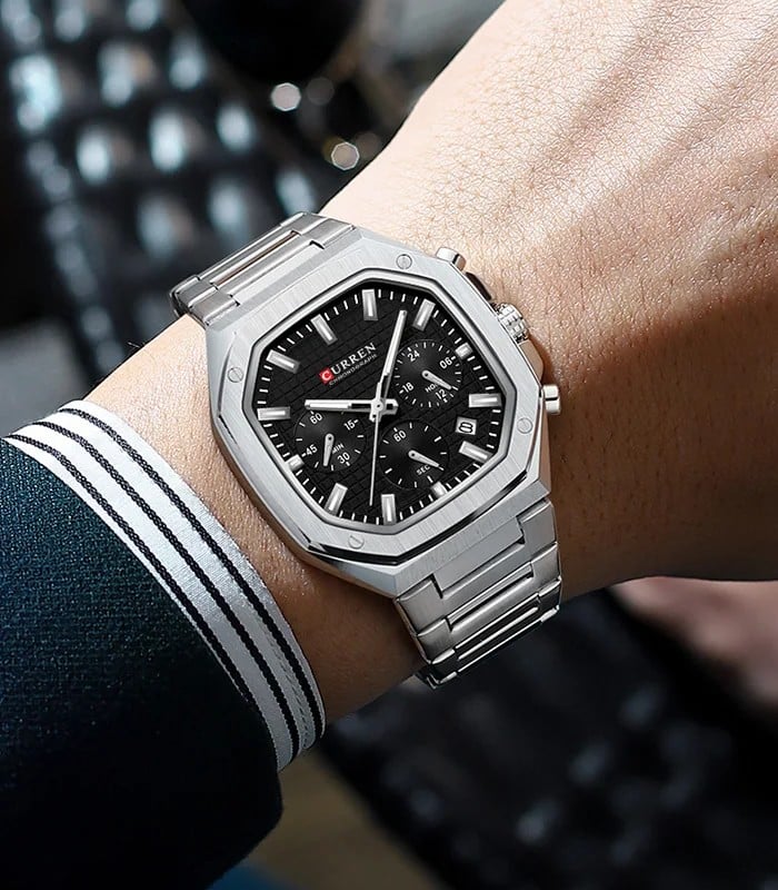 Montre pour Homme Curren 8459 Argent Fond Noir