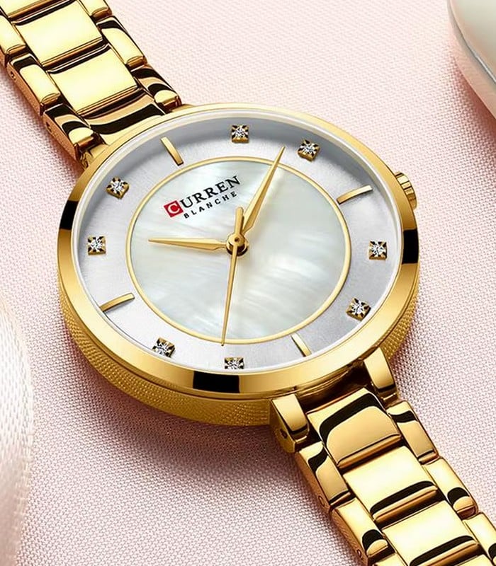 Montre pour Femme Curren 9051 Doré Fond Blanc