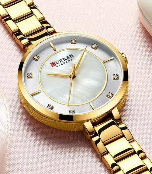 Montre pour Femme Curren 9051 Doré Fond Blanc