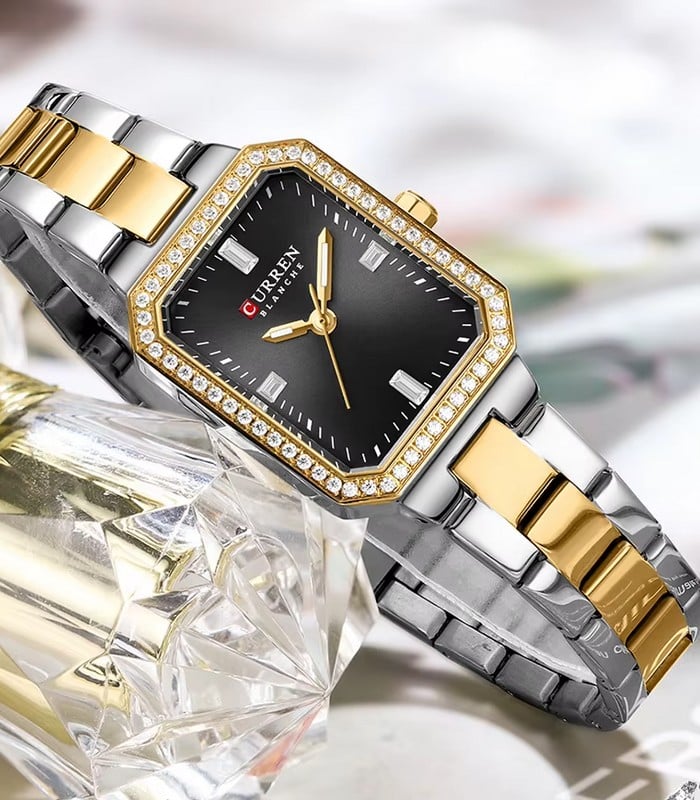 Montre pour Femme Curren 9102 Argent Doré Fond Noir