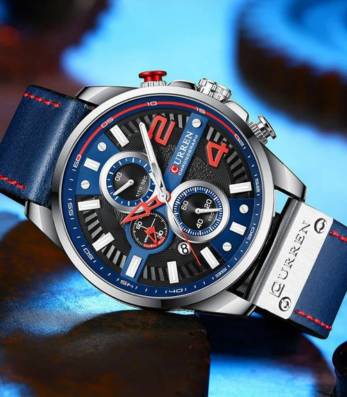 Montre Homme Curren 8393 Bleu Rouge