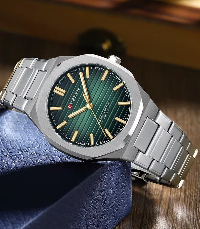 Montre pour Homme Curren 8456 Argent Fond Vert